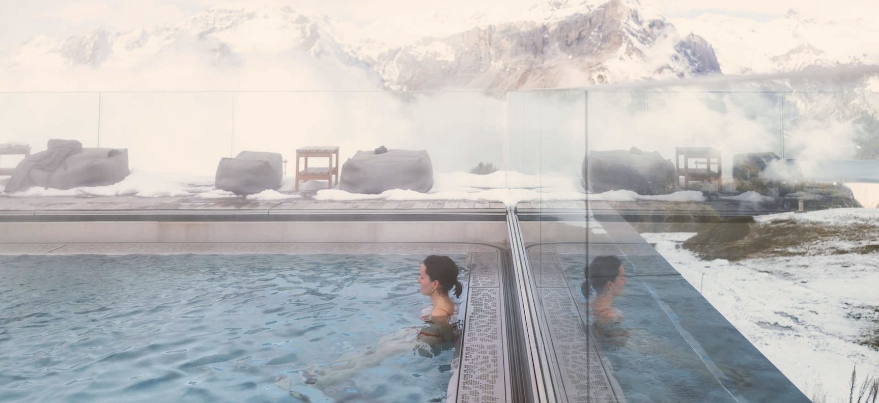 rooftop pool in crans montana